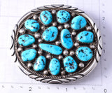Vintage Silver & Turquoise Navajo Handmade Buckle by Tommy Moore 6A03U