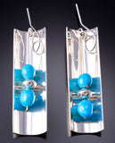 Silver & Turquoise Navajo Handmade Reflection Earrings by Jeremy Harrison 6H31B
