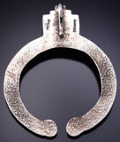 Silver & Turquoise Navajo Tufacast Horseshoe Pendant by Ravis Henry 6H06C