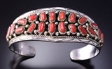 Silver & Coral Navajo Handmade Bracelet by Anita Whitegoat 3F10L