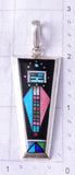 Silver Multistone Navajo Inlay Yei Bi Chei Long Pendant by Jimmy Harrison 5G12S
