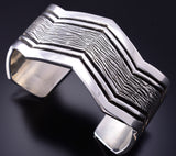 Silver Navajo Handstamped Mountains & Valleys Bracelet by Erick Begay 3J30G