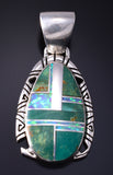 Silver & Turquoise w/ Opal Navajo Inlay Pendant by RH 5G22Z