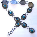 Vintage Shadow Box Link Concho Belt with Turquoise 5L11M