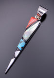 Silver & Turquoise Multistone Zuni Inlay Pendant by Cleo Kallestewa 3F05L