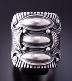 Size 12-3/4 Silver Navajo Handstamped Concho Ring by Derrick Gordon 4A31J