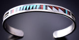 Vintage Silver & Turquoise Multistone Zuni Inlay Bracelet Charlotte Dishta 6F09L