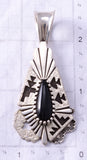 Vintage Silver & Onyx Navajo Rug Design Pendant by Toney Mitchell 6F09N
