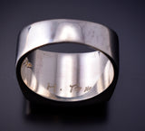 Size 9-3/4 Silver & Lapis Navajo Inlay Men's Ring by Herman Tom 4L22J