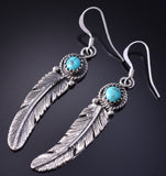 Silver & Turquoise Navajo Eagle Feather Earrings by Sharon McCarthy 5G18J