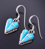 Silver & Turquoise Zuni Inlay Heart Earrings by RVN 3H02X