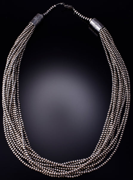 10-Strand Silver Handstrung Navajo Pearls Dream Necklace 6H25S