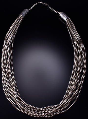 10-Strand Silver Handstrung Navajo Pearls Dream Necklace 6H25S