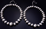 Silver Navajo Pearls Hoop Earrings by Amanda Larry 5G22O