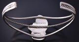 Vintage Silver & Pink Mussel Shell Feather Zuni Bracelet by Miriam Chuyate 5K17J