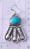 Silver & Turquoise Navajo Handmade Feathers Earrings by Sharon McCarthy 5G16C