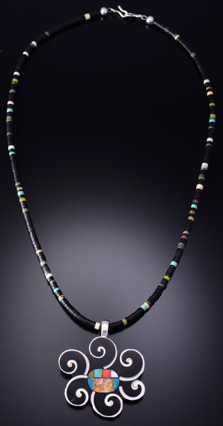 Santo Domingo Pueblo (Kewa) Multistone Flower Necklace by Mary Tafoya 6H31Y