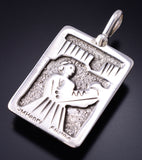 Reversible Silver & Turquoise Navajo Mother & Child Pendant by Ravis Henry 5L10G