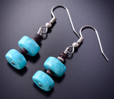 Silver & Turquoise Santo Domingo Stacked Earrings by Randy Garcia 3K09T