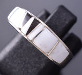Size 6-1/4 White Buffalo Navajo Inlay Ring by Adlina Lee 6K27E