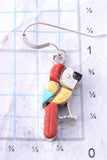 Silver & Coral Multistone Zuni Inlay Parrot Earrings by Stephen Lonjose 3J22A