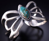 Silver & Turquoise Navajo Sandcast Bracelet by Eugene Gruber 6D07B