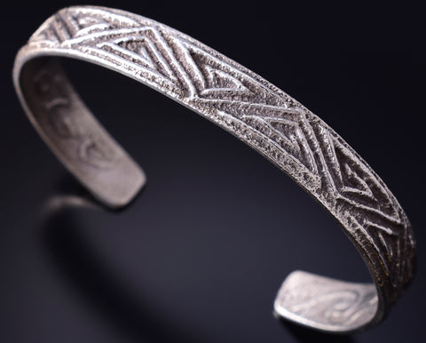 Silver Santo Domingo Pueblo Mountains & Valleys Bracelet by Gilbert Dino Garcia 5F04G