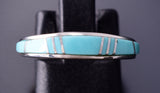 Size 5-1/2 Silver & Turquoise Navajo Inlay Ring 4B21E
