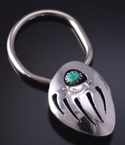 Silver & Turquoise Navajo Handmade Bear Claw Key Ring 5B14H