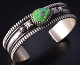 Silver & Carico Lake Turquoise Navajo Handmade Stars Bracelet by Erick Begay 5H03B