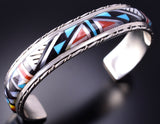 Silver & Turquoise Multistone Zuni Inlay Bracelet by Sylvester Boone 4A19Q