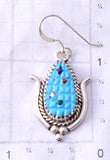 Silver & Turquoise Multistone Zuni Inlay Corn Post Earrings Beverly Etsate 6D07Q