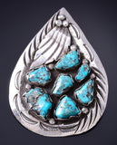 Vintage Silver & Turquoise Navajo Waterdrop Pendant 6A03M