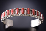 Large Size 15 Coral Stone Navajo Bracelet by Brian Jones 6K28P