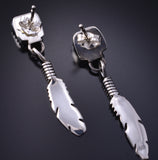 Silver & Turquoise Navajo Eagle Feather Earrings by Sharon McCarthy 5G18V