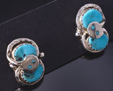Silver & Turquoise Zuni Handmade Snake Eyes Earrings by Effie Calavaza 5G12A