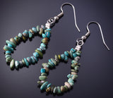 Navajo Handmade Turquoise Nugget Loop Earrings 4H27S