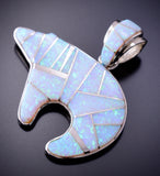 Silver & Opal Navajo Inlay Heartline Bear Pendant by Valerie Yazzie 4A04P