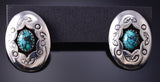 Vintage Silver & Turquoise Navajo Shadowbox Earrings 6F09R