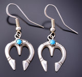 Silver & Turquoise Navajo Handmade Squash Bottom Earrings by Lorraine Chee 3K09K