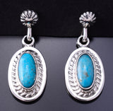 Silver & Turquoise Navajo Concho Top Dangle Earrings by Rita Largo 3J16O