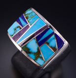 Size 10-1/4 Silver Multistone Navajo Inlay Men's Ring by Evangeline David 5L05L