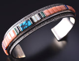Vintage Silver & Multistone Navajo Inlay Bracelet by Bitsoi'-Russell 5G12D