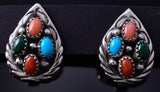 Silver & Turquoise Multistone Navajo Handmade Waterdrop Earrings by MC 5F10P