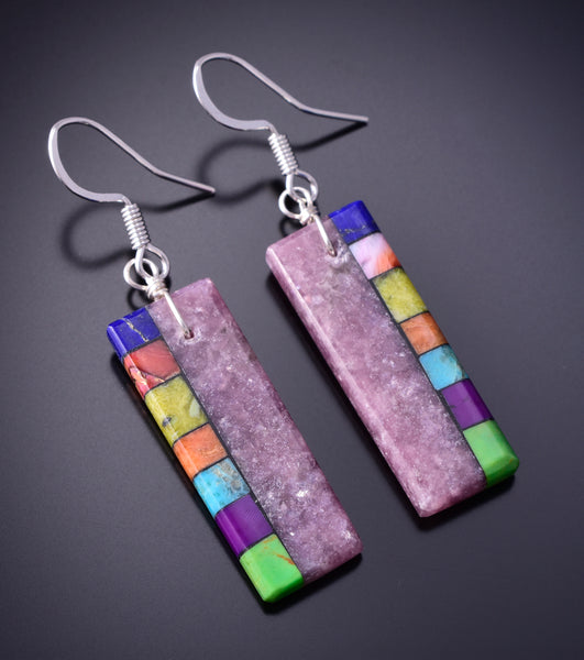 Turquoise Multistone Santo Domingo Handmade Earrings by Mary Louise Tafoya 3G07V
