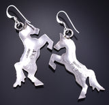 Silver Navajo Handmade Free Horses Earrings by Louise Yazzie 5G18H