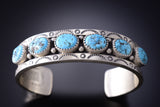 Traditional Navajo Kingman Turquoise Sterling Silver Bracelet 6K28T