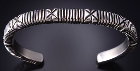 Silver Navajo Hand-filed Men's Bracelet by Erick Begay 6C03B