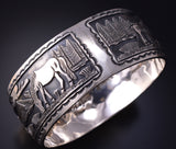 Silver Navajo Free Horse Storytelling Bangle Bracelet by June Defauito 5J29E