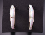 Silver & Opal Zuni Inlay Half Hoop Earrings by Margaret Chuyate 3G03H